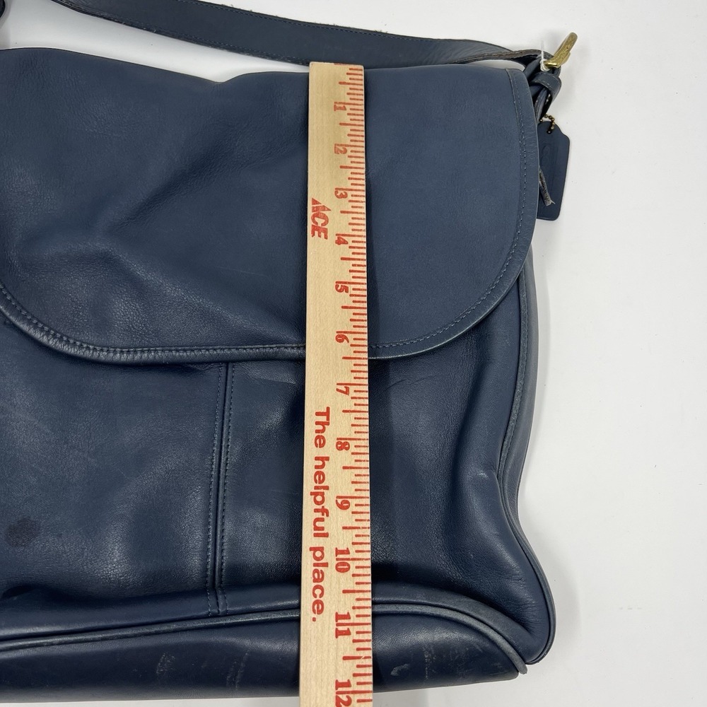 Vintage Coach 4115 Whitney Flap Crossbody Shoulder Bag Blue Leather Brass USA - Picture 14 of 16